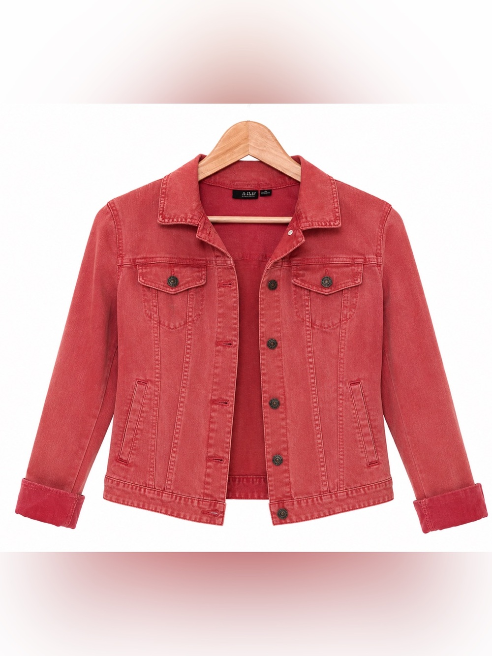 a.n.a Women's Coral-Red Denim Jacket